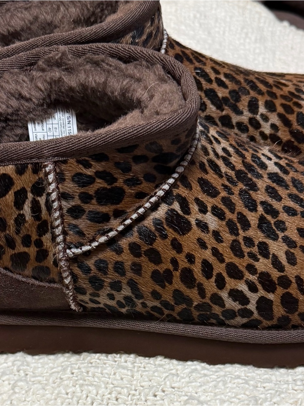 UGG 9M Classic Ultra Mini  Leopard Print Cozy Ankle Boots - Brown - Picture 2 of 6